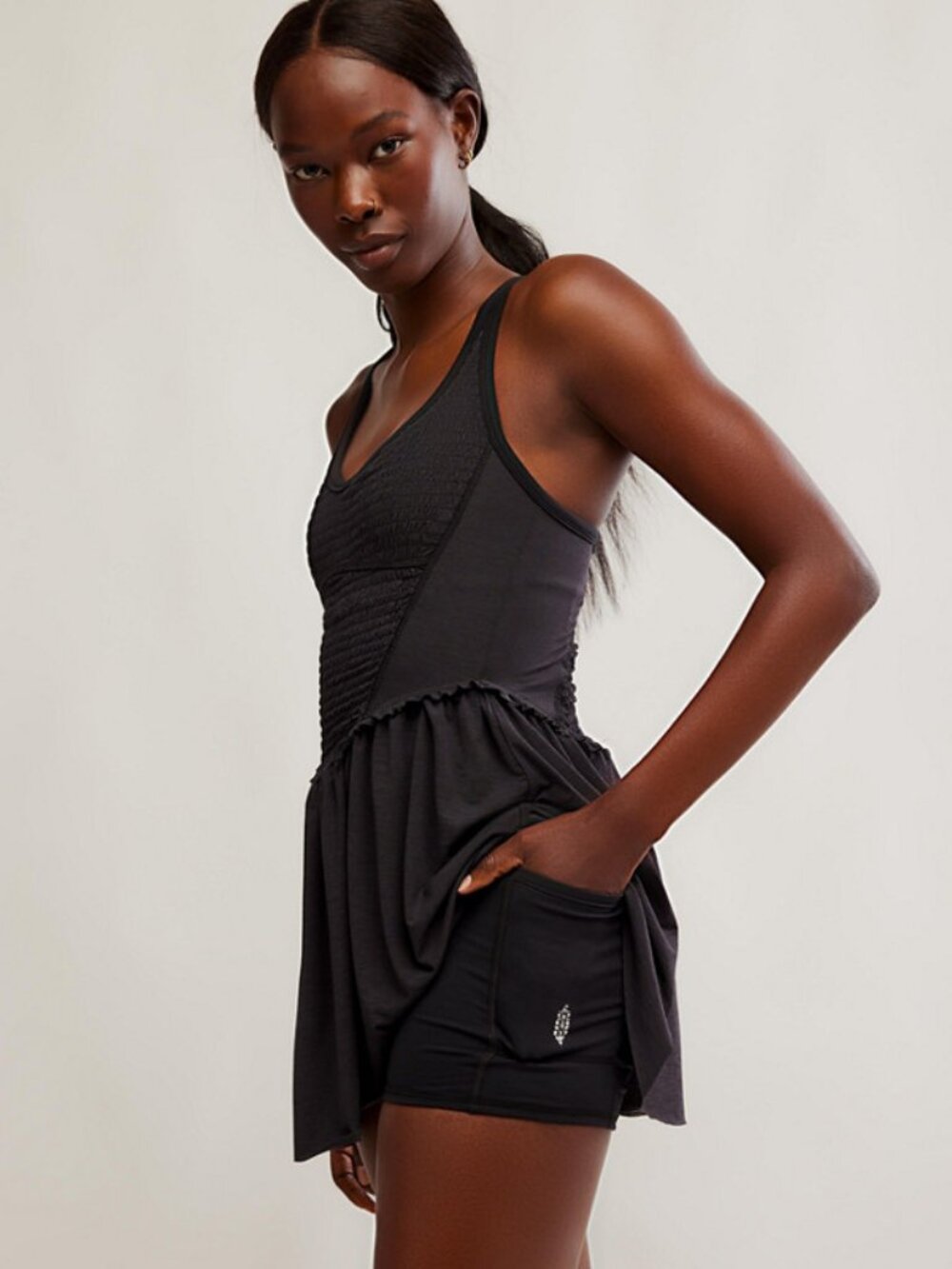 Free People Movement Women's XL Black Smockin Hot Dress - NWT - $128 Retail